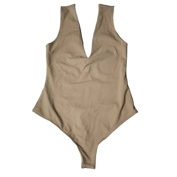 Intimately Free People nude deep v crotch snap smooth body suit - Picture 1 of 6
